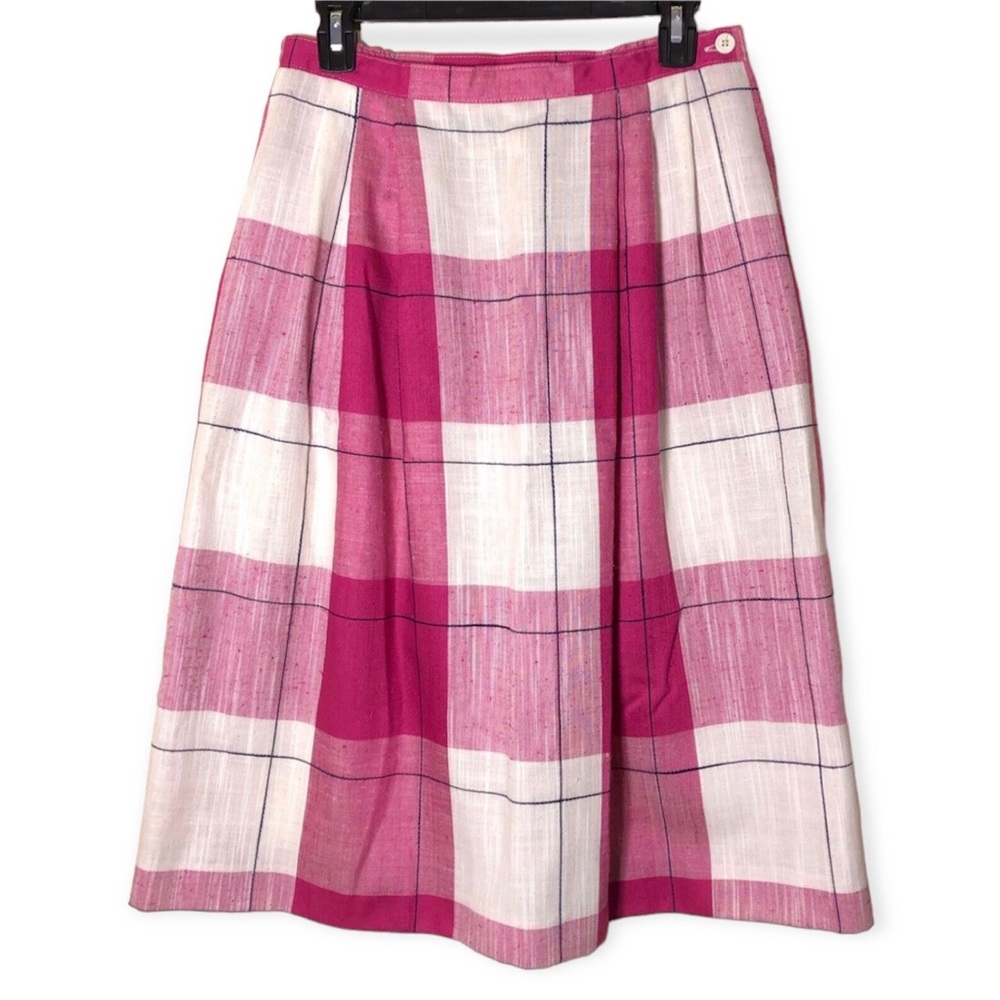 Vintage Haberdashery Collection Womens Pink Plaid Skirt Size 10 Preppy POCKETS